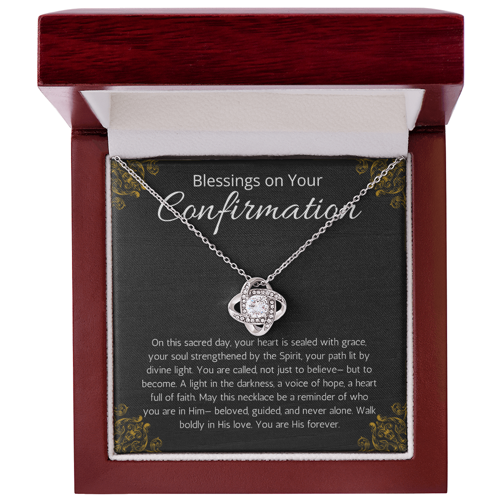 Confirmation Gift For Girls, Love Knot Necklace For Daughter, Meaningful Message Jewelry Christian Religious Present for Women