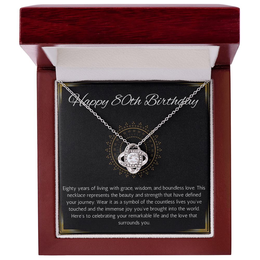 80th birthday gift for women, 80th birthday gift for mom, grandma, nana, love knot gift necklace, 80th birthday jewelry necklace, turning 80