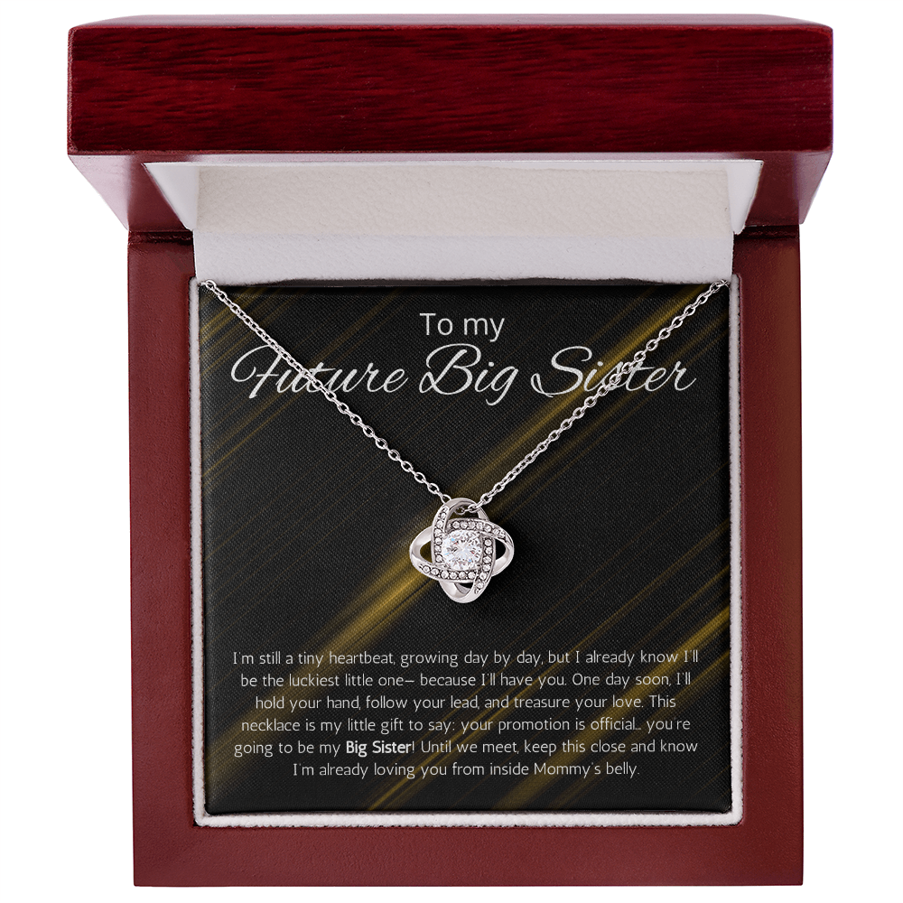 Promoted to Big Sister Gift Necklace Pregnancy Reveal Announcement Love Knot Jewelry Present