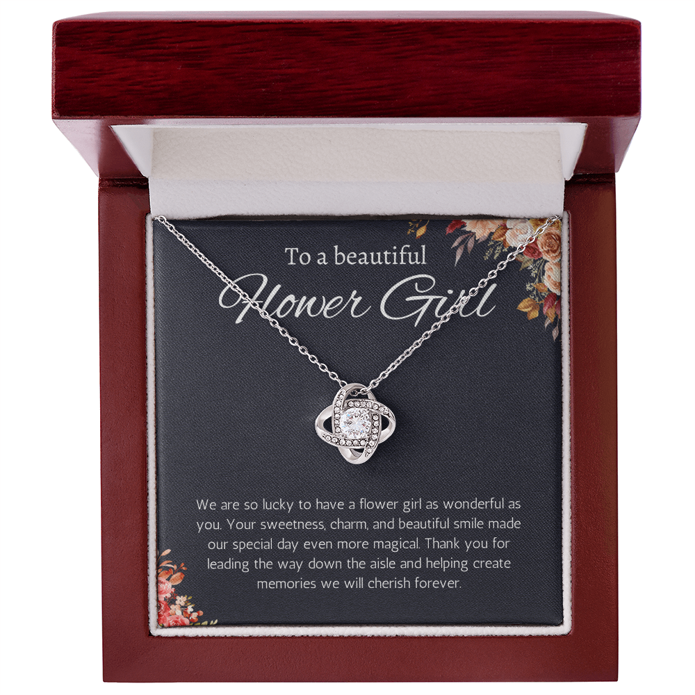 Flower Girl Gift Necklace Flower Girl Thank You Gift Flower Girl Wedding Gift Wedding Bridal Party Love knot Jewelry