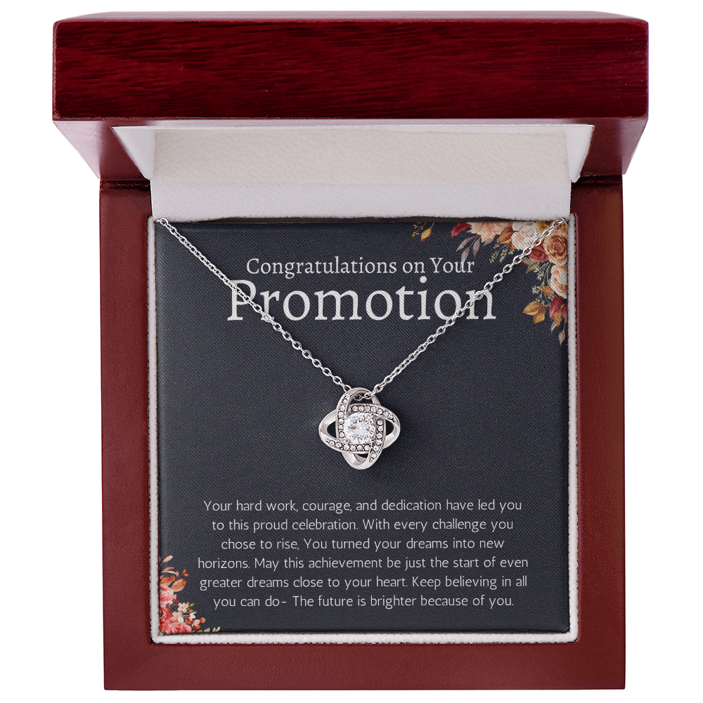 Job Promotion Gifts Necklace for Women Congratulations Gift for Coworker, Boss, Friend or Family Love Knot Jewelry