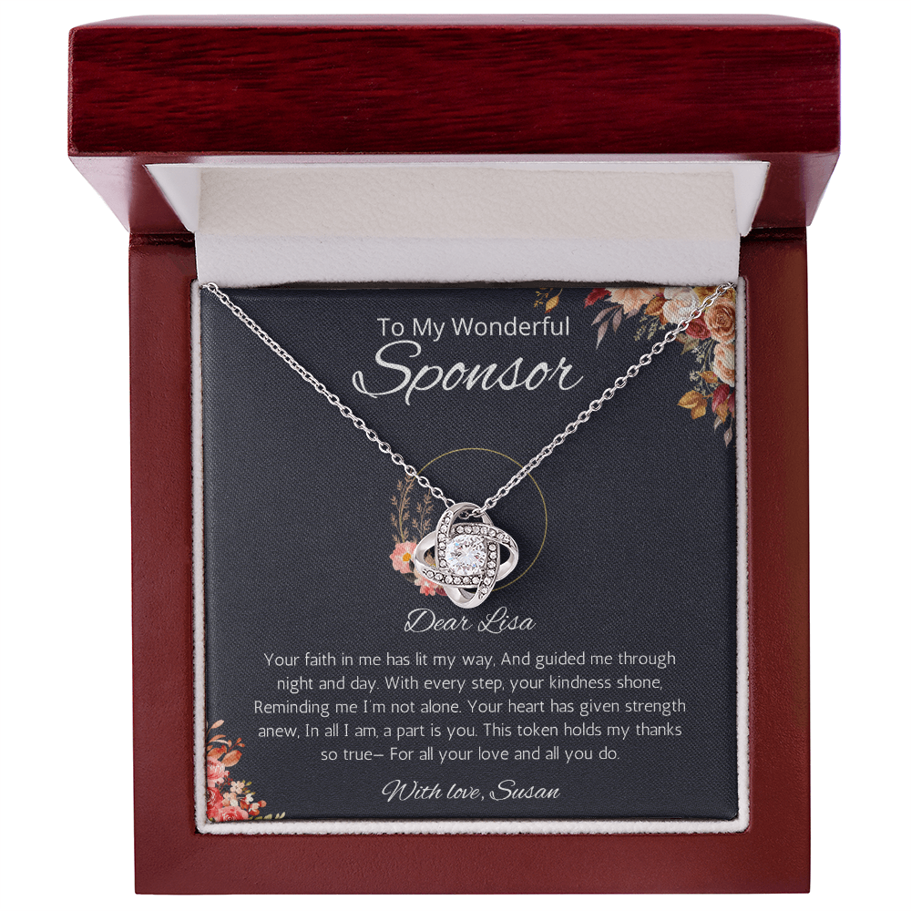 Sponsor Gift Necklace, Personalized Love Knot Necklace For Sponsor, Wedding sponsor Gift, Confirmation Gift Necklace for Sponsor