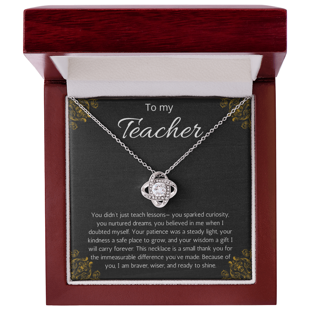 Teacher Gift Appreciation Present Love Knot Necklace, Thank you Present from Students, End of class, Farewell Jewelry