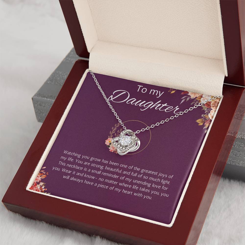 Daughter Gift Necklace from Mom, Dad Birthday Gift for Daughter Graduation Gift Jewelry Christmas Gift from Father Love Knot Necklace