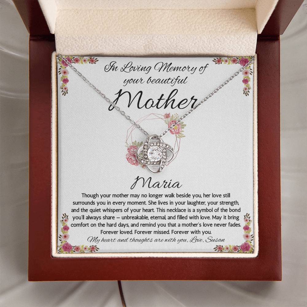 Sympathy Gift Loss of Mother, Memorial Gift for Loss of Mother, Jewelry for Daughter, In Memory of Mom, Condolence Gift, Loss of Mom Gift, Love Knot Necklace