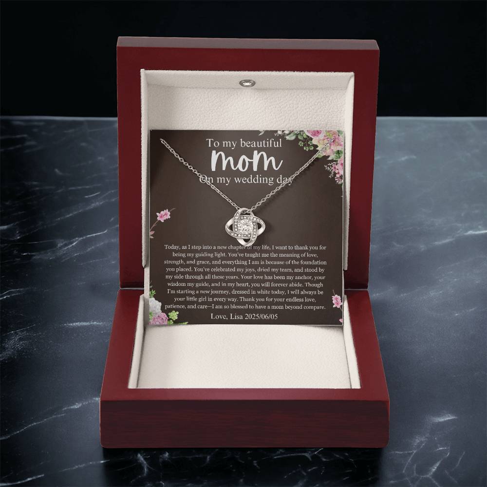 Mother of the Bride Gift From Daughter, Wedding Day Gift for mom, Love Knot Necklace, Mother of the Bride Necklace From Bride, Mom of Bride