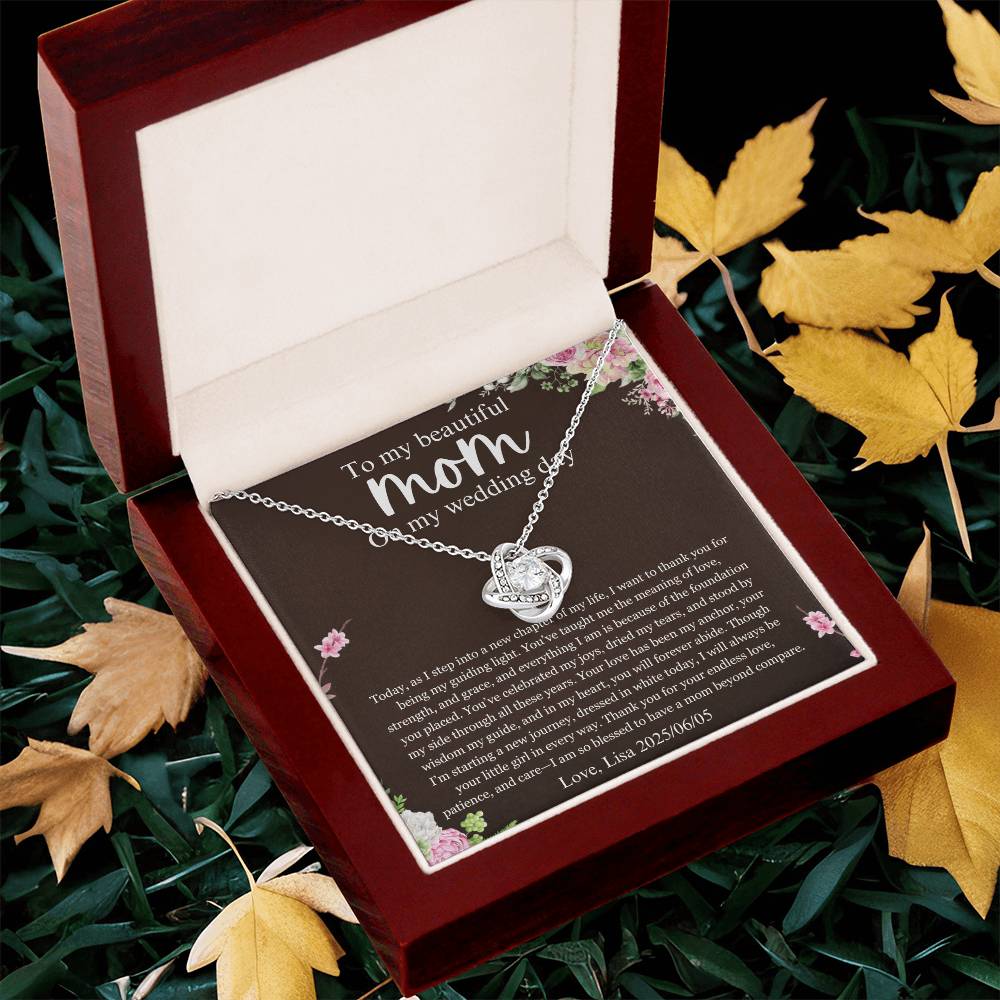 Mother of the Bride Gift From Daughter, Wedding Day Gift for mom, Love Knot Necklace, Mother of the Bride Necklace From Bride, Mom of Bride
