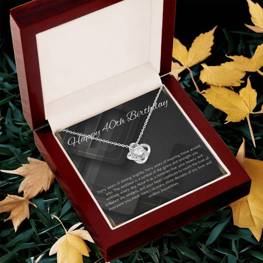 40th Birthday Gift For her, 40th Birthday Gift Necklace for women, Mom, Nana, Sister Love Knot Gift Jewelry For 40th Birthday