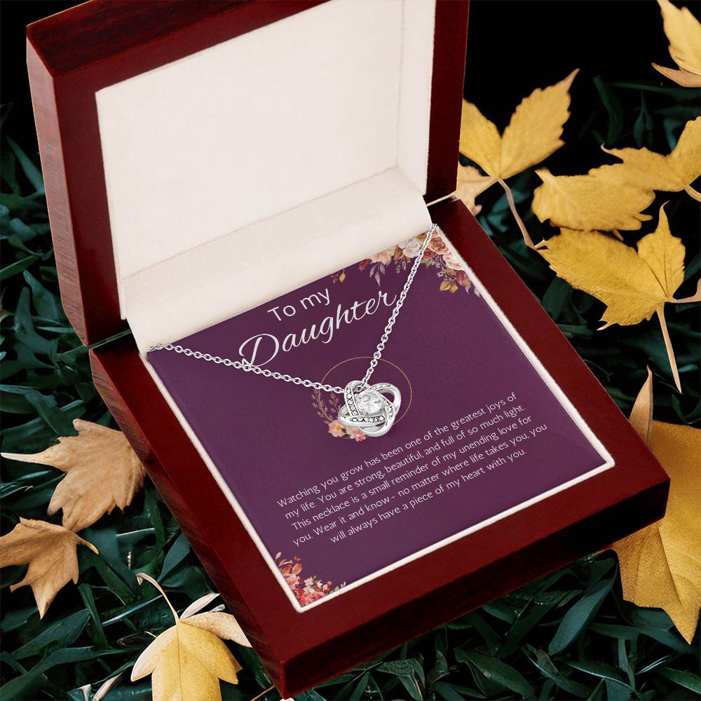 Daughter Gift Necklace from Mom, Dad Birthday Gift for Daughter Graduation Gift Jewelry Christmas Gift from Father Love Knot Necklace