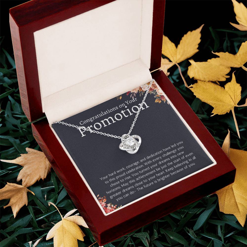 Job Promotion Gifts Necklace for Women Congratulations Gift for Coworker, Boss, Friend or Family Love Knot Jewelry