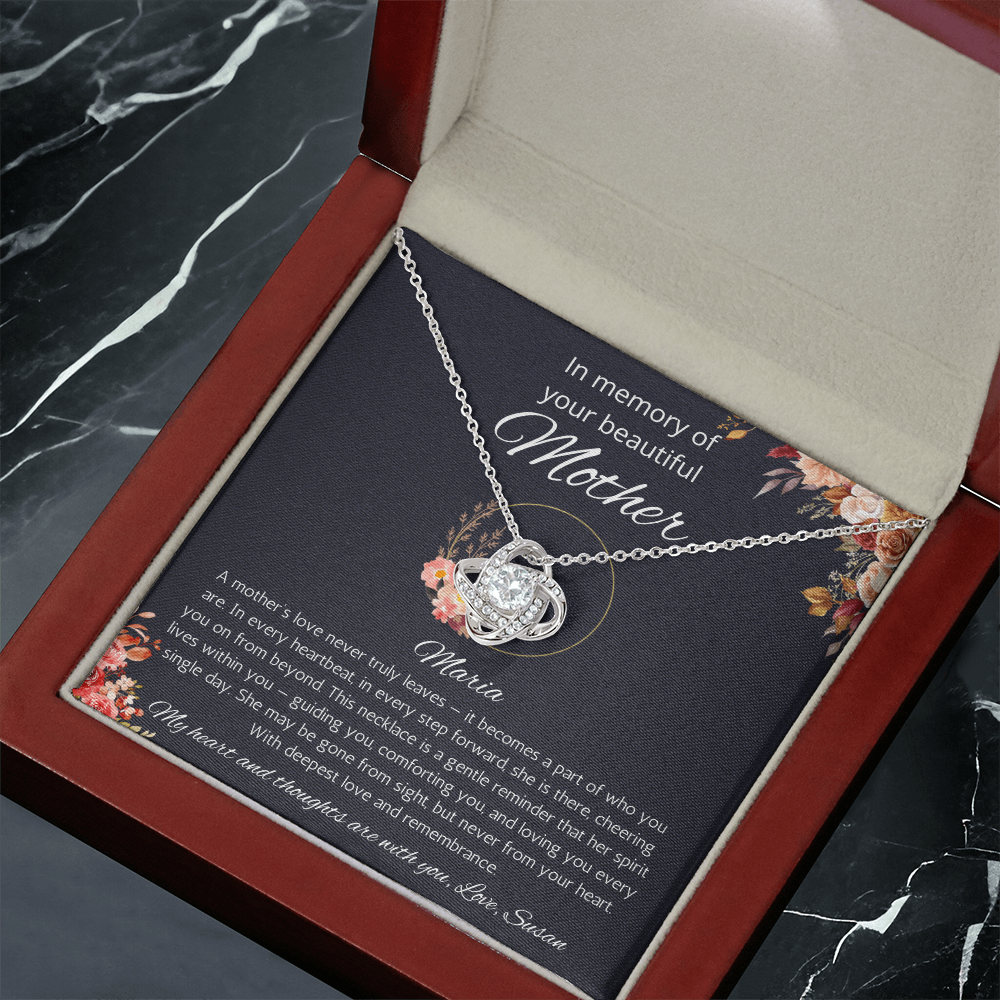 Loss of Mother Memorial Gift Necklace, Sympathy Gift for Daughter Jewelry, In Memory of Mom, Condolence Gift, Love Knot Gift Necklace