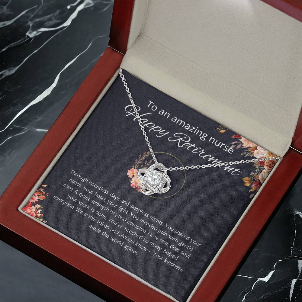 Nurse Retirement Gift, Love Knot Necklace For Nurse Retirement, Jewelry Gift For Retired Nurse, RN Retired Gifts, Nurse Retirement Party Gift
