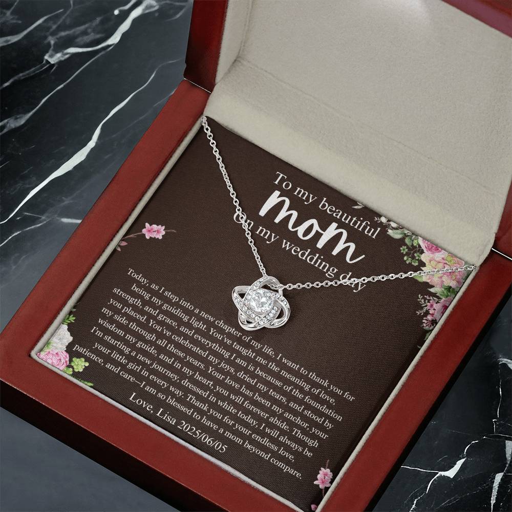 Mother of the Bride Gift From Daughter, Wedding Day Gift for mom, Love Knot Necklace, Mother of the Bride Necklace From Bride, Mom of Bride