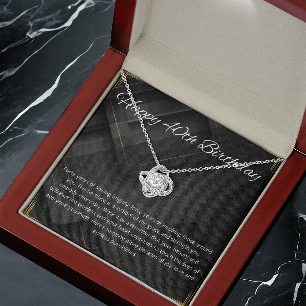 40th Birthday Gift For her, 40th Birthday Gift Necklace for women, Mom, Nana, Sister Love Knot Gift Jewelry For 40th Birthday