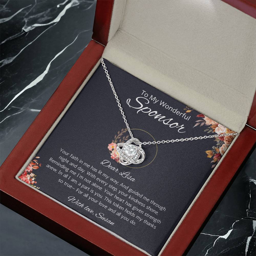 Sponsor Gift Necklace, Personalized Love Knot Necklace For Sponsor, Wedding sponsor Gift, Confirmation Gift Necklace for Sponsor