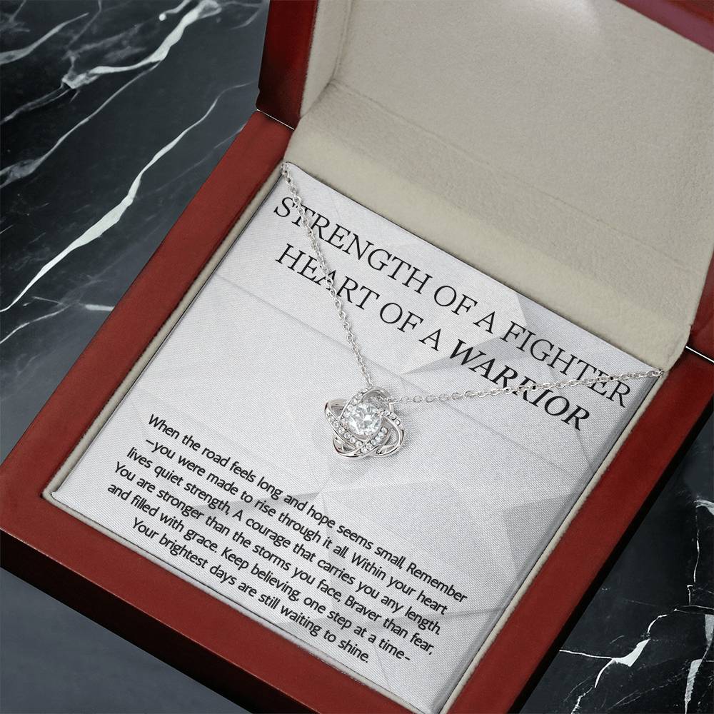 Warrior Love Knot Necklace, Strength of a Fighter Jewelry, Encouragement Gift