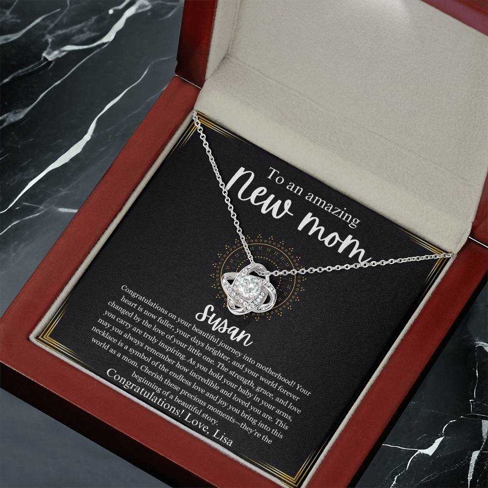 New Mom Gift Jewelry, First Time mom Gift, Personalized Gift For New Mom, Mother's Day Gift, For New Mom Love Knot Necklace, New Mommy Gift