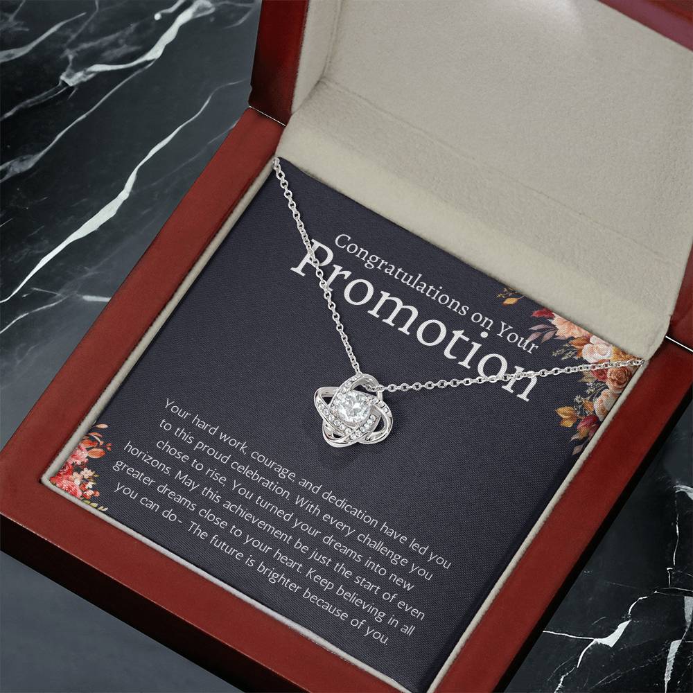 Job Promotion Gifts Necklace for Women Congratulations Gift for Coworker, Boss, Friend or Family Love Knot Jewelry