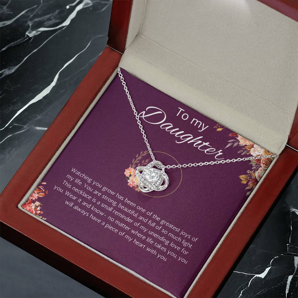 Daughter Gift Necklace from Mom, Dad Birthday Gift for Daughter Graduation Gift Jewelry Christmas Gift from Father Love Knot Necklace