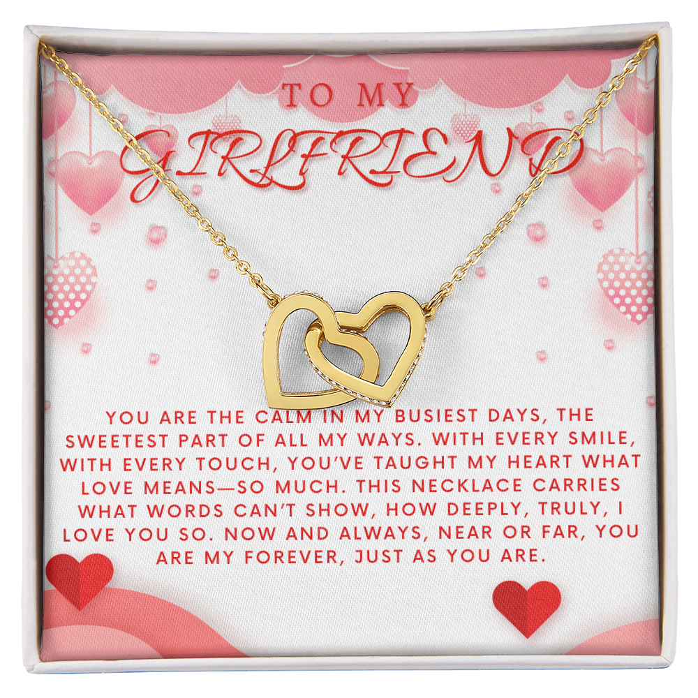 Girlfriend Gift Necklace, Interlocking Heart Necklace For Girlfriend, Birthday, Valentines Day, Anniversary Gift Necklace from Boyfriend