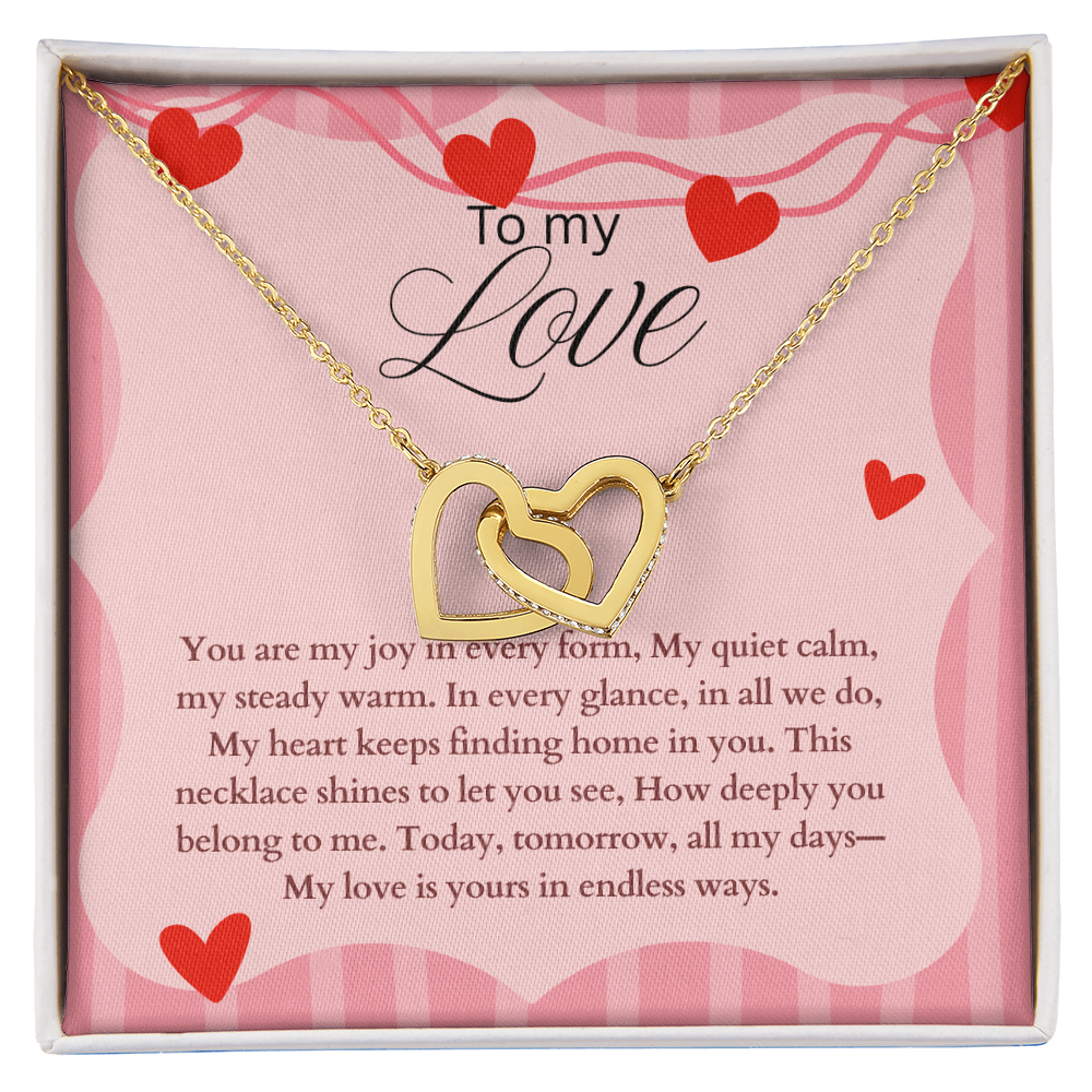 To My Love Interlocking Heart Necklace Gift, Valentines day, Birthday, Anniversary Gift for Wife, Girlfriend, Partner, From Husband, Boyfriend