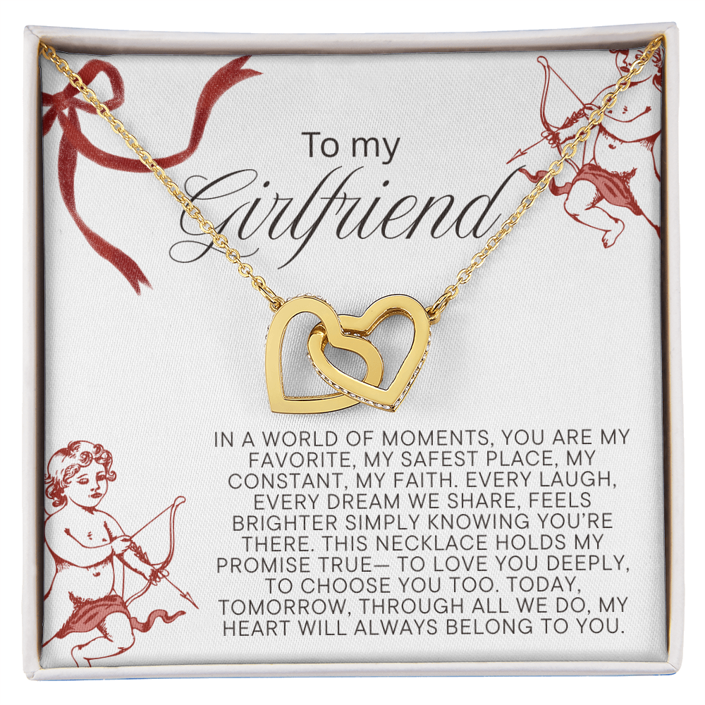 To My Girlfriend Gift Necklace, Interlocking Heart Necklace For Girlfriend, Valentines Day, Birthday, Anniversary Gift Necklace from Boyfriend