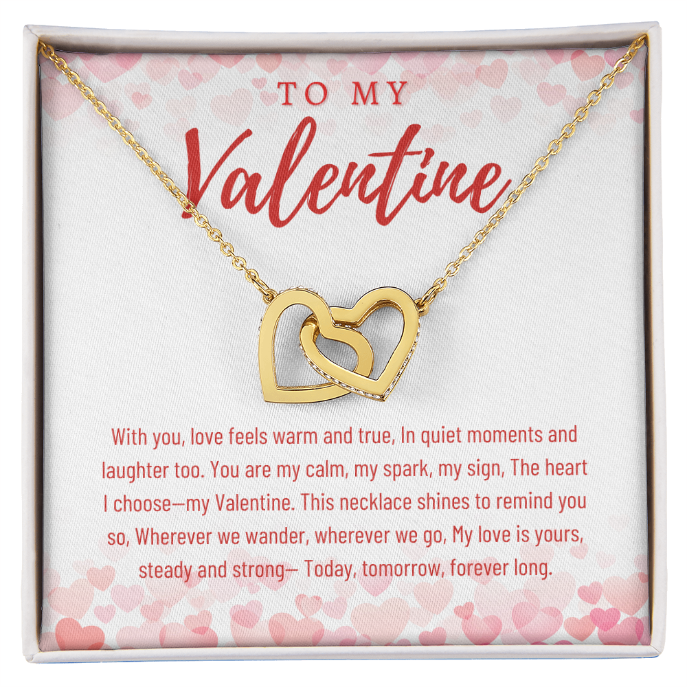 To My valentine Gift Necklace for Girlfriend, Wife, Partner, Valentines Day Gift necklace from Boyfriend Husband Interlocking Heart Necklace