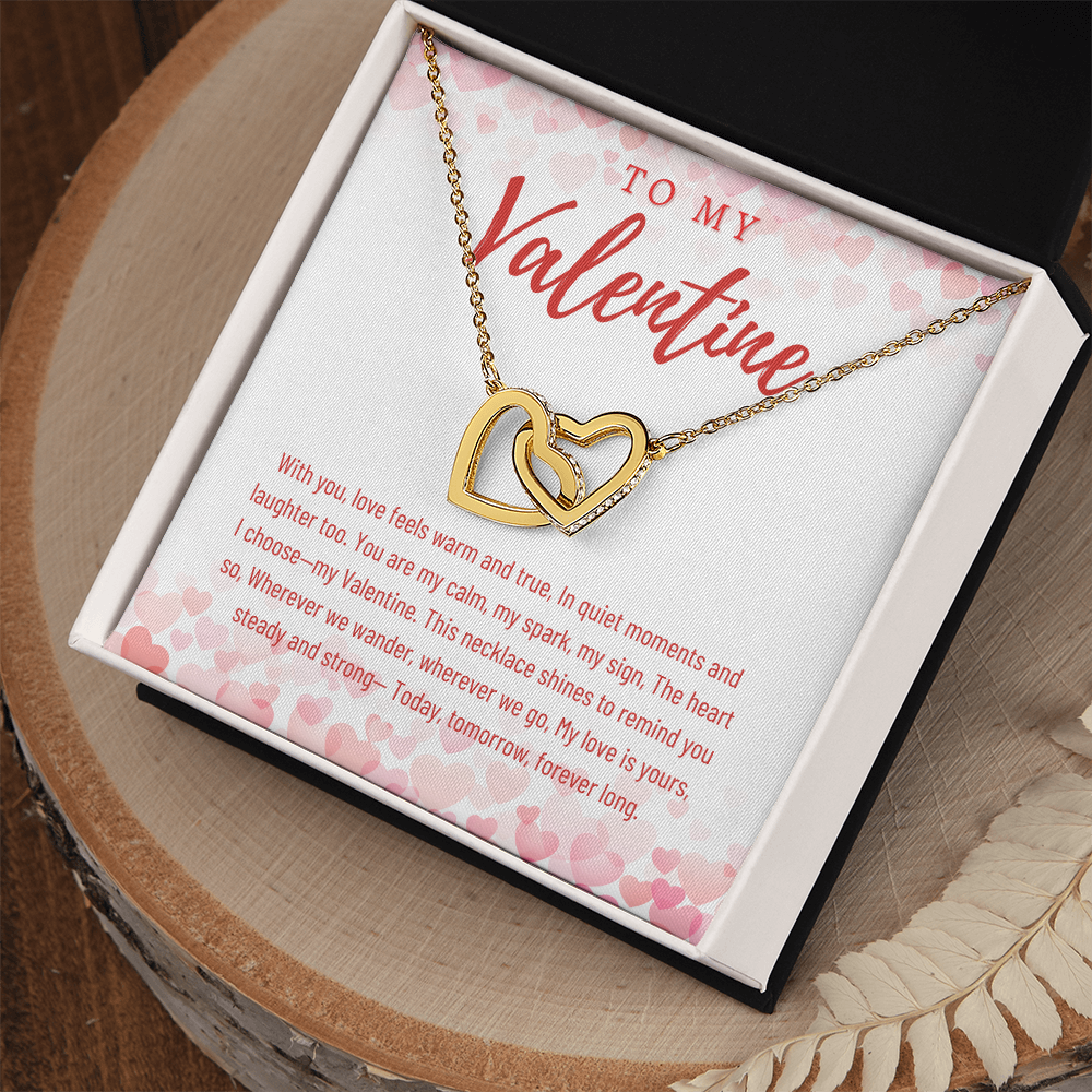 To My valentine Gift Necklace for Girlfriend, Wife, Partner, Valentines Day Gift necklace from Boyfriend Husband Interlocking Heart Necklace