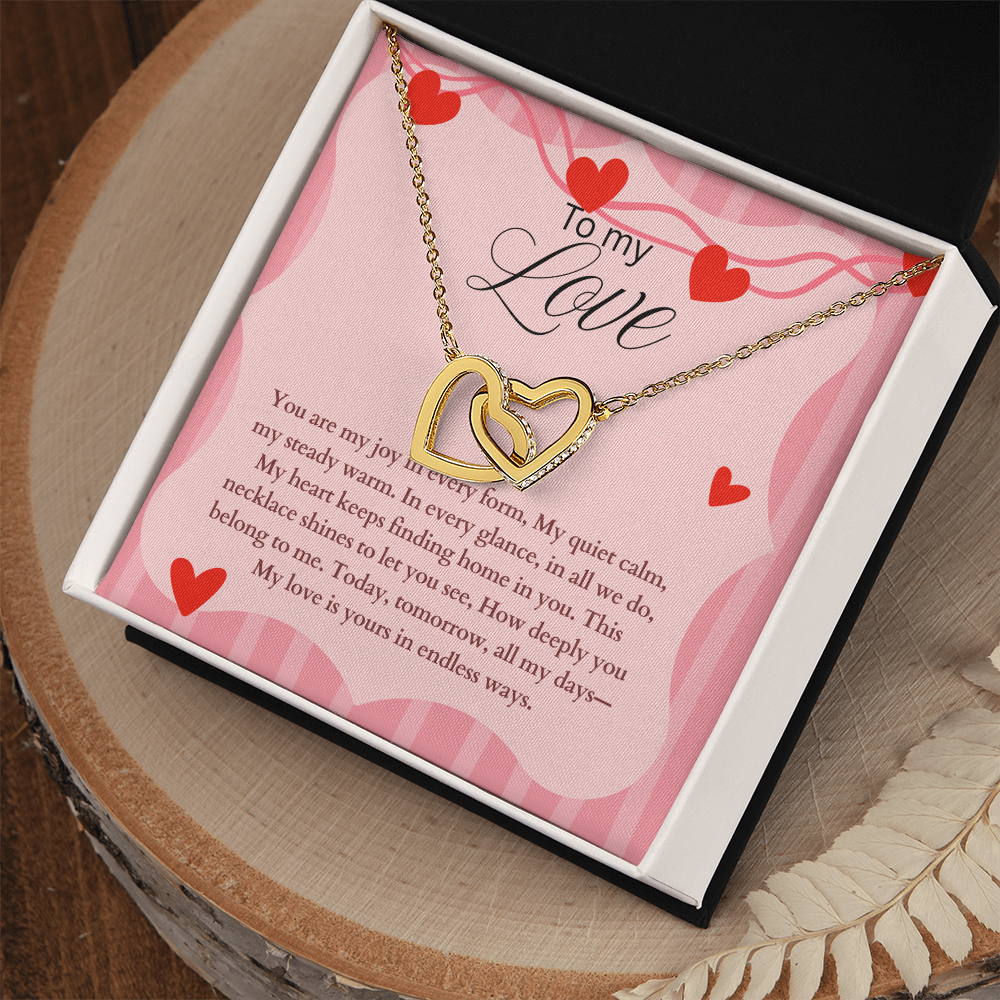 To My Love Interlocking Heart Necklace Gift, Valentines day, Birthday, Anniversary Gift for Wife, Girlfriend, Partner, From Husband, Boyfriend
