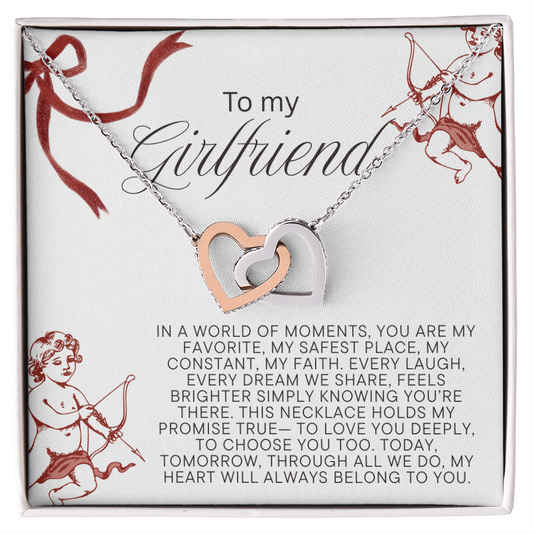 To My Girlfriend Gift Necklace, Interlocking Heart Necklace For Girlfriend, Valentines Day, Birthday, Anniversary Gift Necklace from Boyfriend