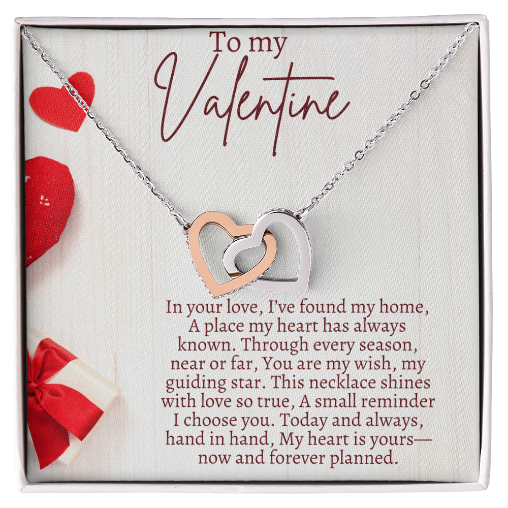 To My valentine Gift Necklace, Interlocking Heart Necklace For Valentines Day Gift for Girlfriend, Wife Partner from Boyfriend Husband