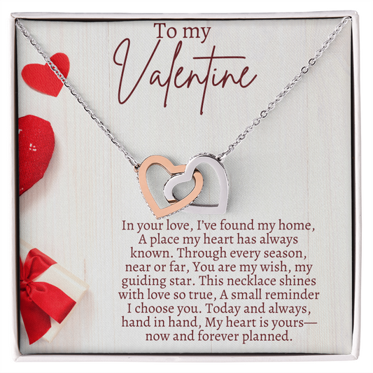 To My valentine Gift Necklace, Interlocking Heart Necklace For Valentines Day Gift for Girlfriend, Wife Partner from Boyfriend Husband
