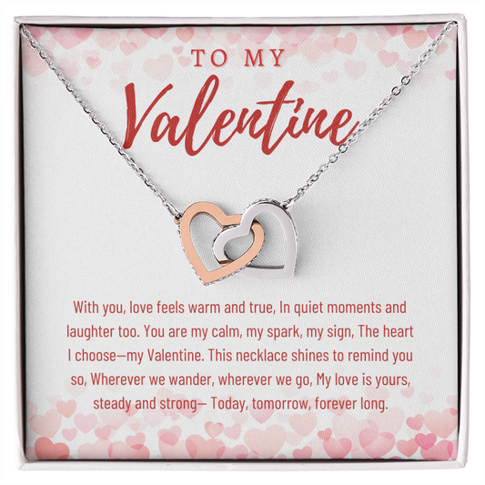 To My valentine Gift Necklace for Girlfriend, Wife, Partner, Valentines Day Gift necklace from Boyfriend Husband Interlocking Heart Necklace