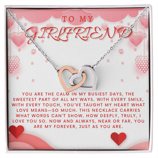 Girlfriend Gift Necklace, Interlocking Heart Necklace For Girlfriend, Birthday, Valentines Day, Anniversary Gift Necklace from Boyfriend