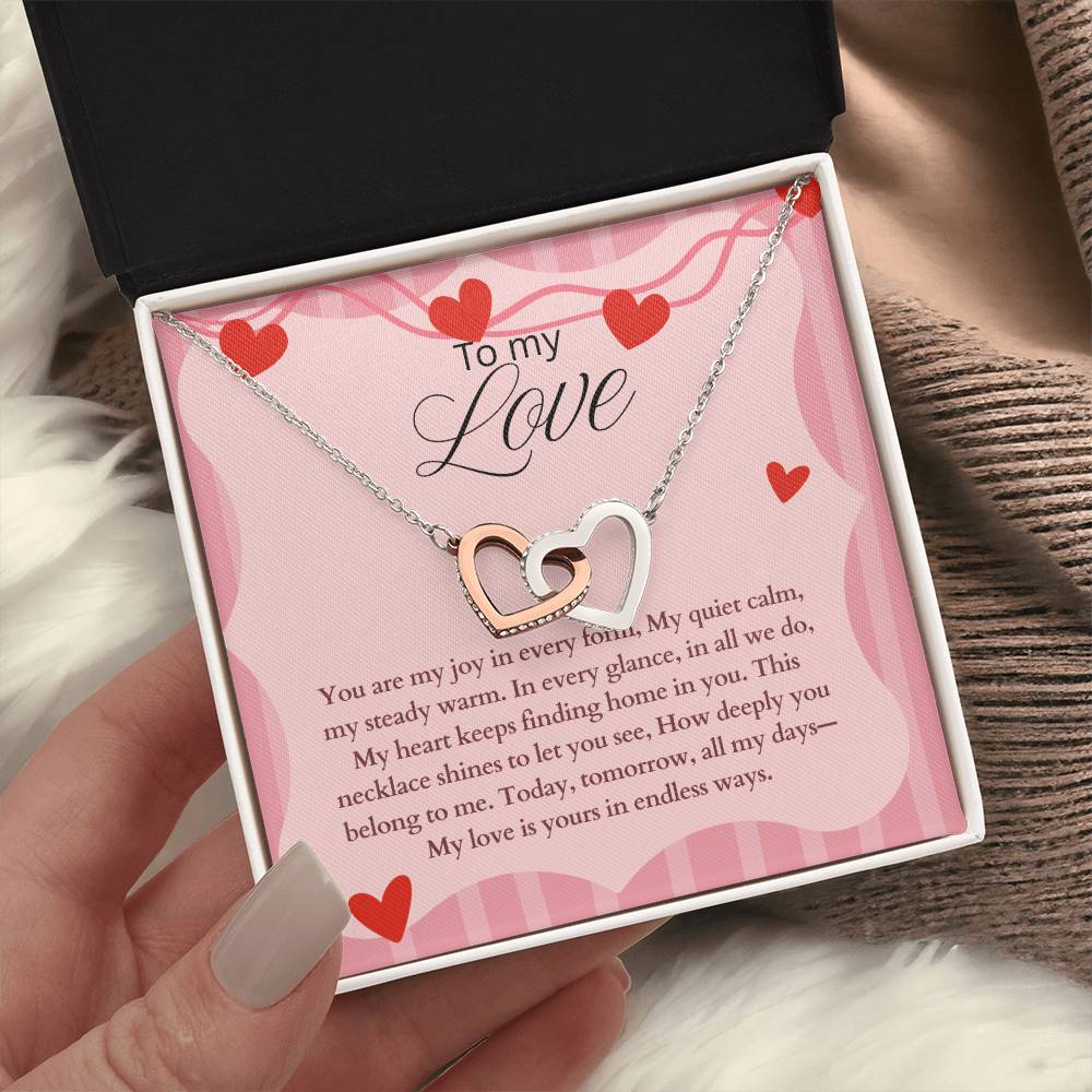 To My Love Interlocking Heart Necklace Gift, Valentines day, Birthday, Anniversary Gift for Wife, Girlfriend, Partner, From Husband, Boyfriend