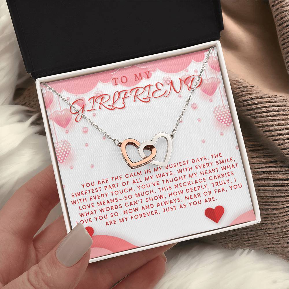 Girlfriend Gift Necklace, Interlocking Heart Necklace For Girlfriend, Birthday, Valentines Day, Anniversary Gift Necklace from Boyfriend