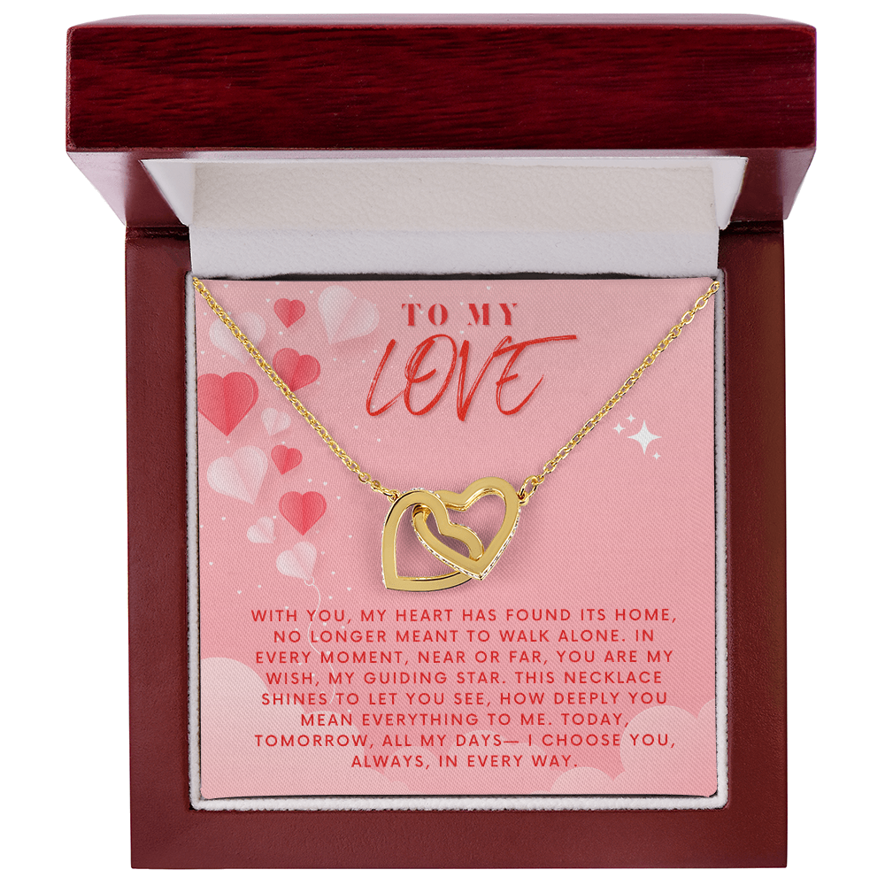To my love Gift Necklace, Girlfriend, Wife, Partner Gift Necklace For Valentines Day, Birthday, Anniversary Interlocking Heart Necklace