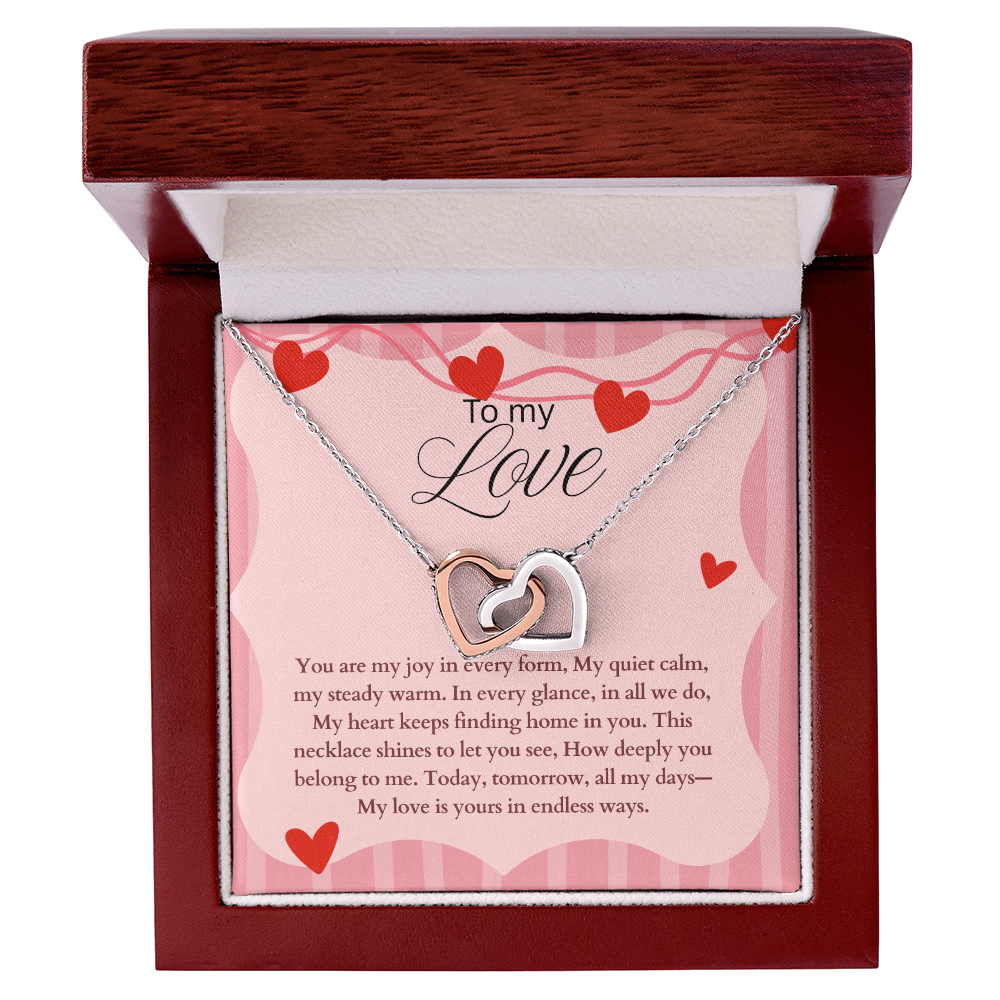 To My Love Interlocking Heart Necklace Gift, Valentines day, Birthday, Anniversary Gift for Wife, Girlfriend, Partner, From Husband, Boyfriend