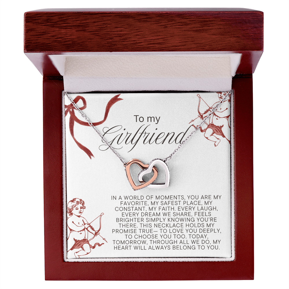 To My Girlfriend Gift Necklace, Interlocking Heart Necklace For Girlfriend, Valentines Day, Birthday, Anniversary Gift Necklace from Boyfriend