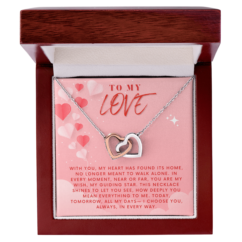 To my love Gift Necklace, Girlfriend, Wife, Partner Gift Necklace For Valentines Day, Birthday, Anniversary Interlocking Heart Necklace