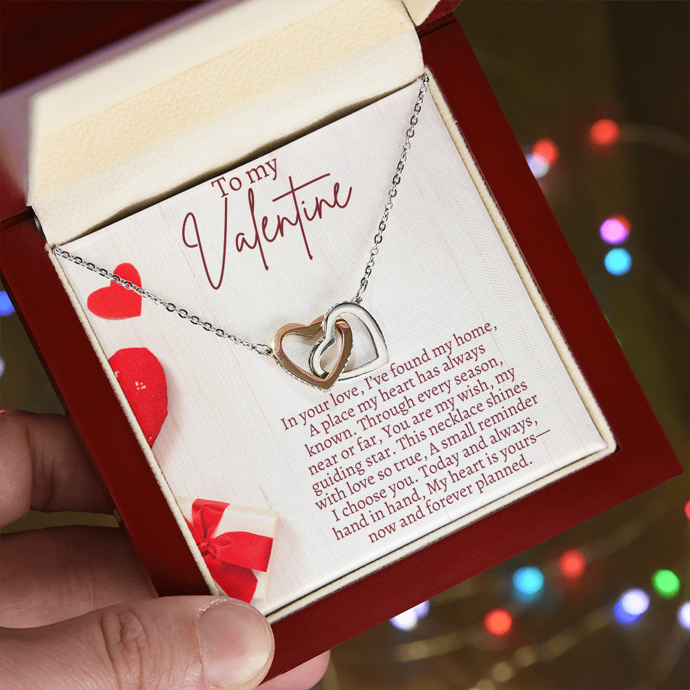 To My valentine Gift Necklace, Interlocking Heart Necklace For Valentines Day Gift for Girlfriend, Wife Partner from Boyfriend Husband