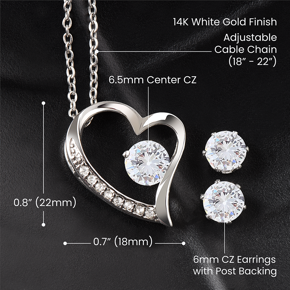 Mother of the Groom Gift From Son To Mom Gift Forever Love Necklace and Earring Set Wedding Gift Necklace Groom to Mother Son to Mother Gift For Wedding