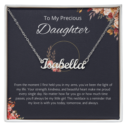 To My Precious Daughter Custom Name Necklace, Birthday Gift Personalized Name Necklace, Birthday, Graduation, Christmas Gift