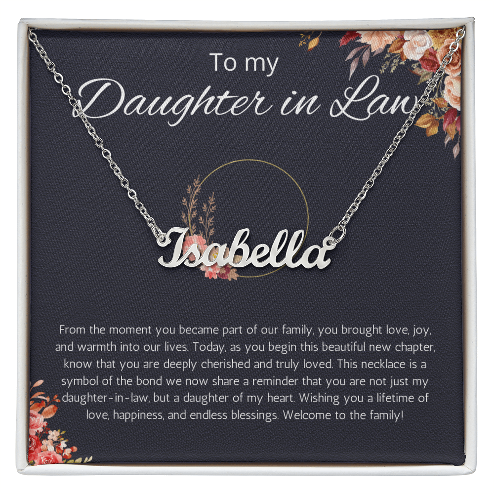 To My Daughter In Law Custom Name Necklace, Birthday Gift Necklace, Wedding, Christmas Gift For Daughter in Law Personalized Name Necklace