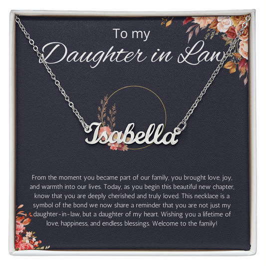 To My Daughter In Law Custom Name Necklace, Birthday Gift Necklace, Wedding, Christmas Gift For Daughter in Law Personalized Name Necklace