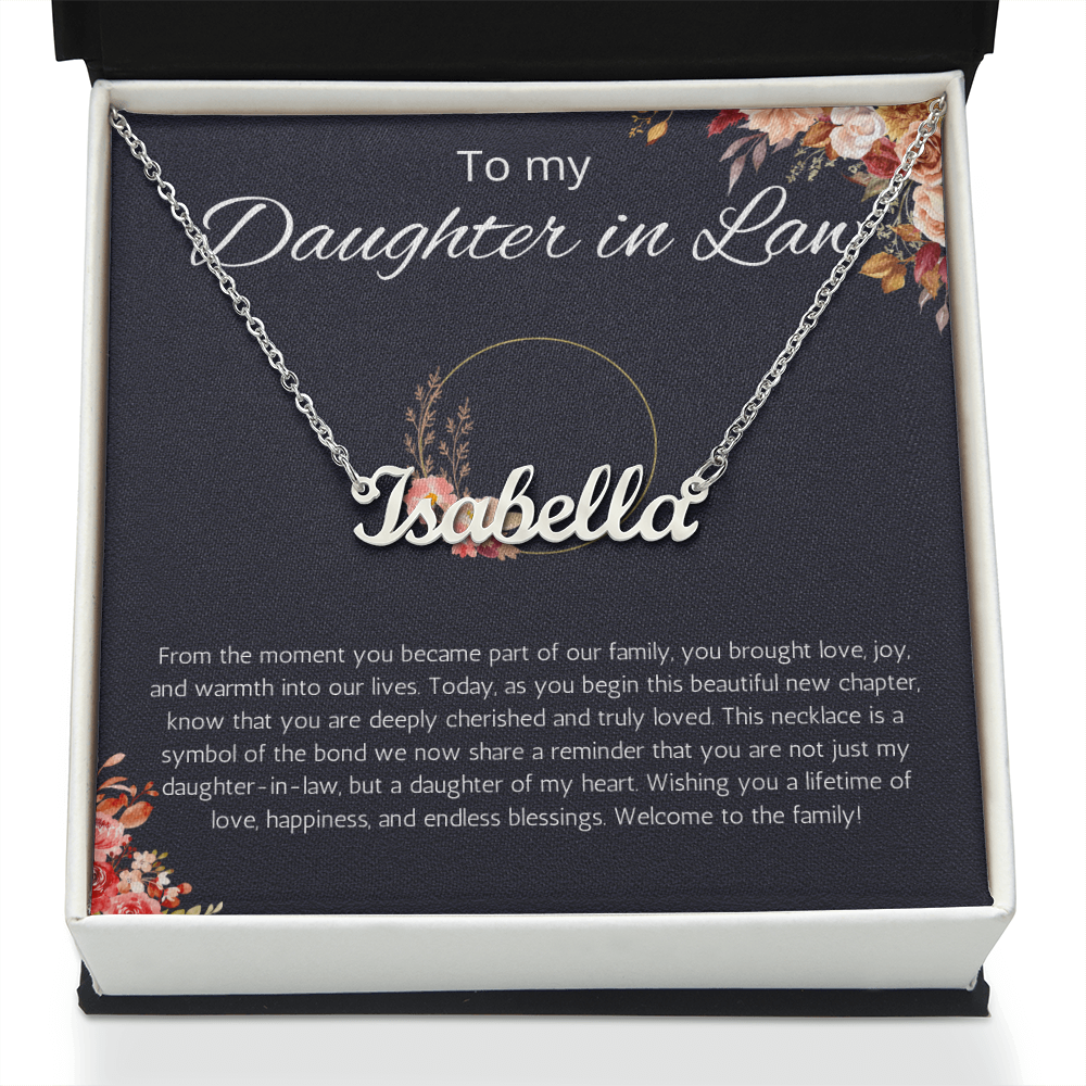 To My Daughter In Law Custom Name Necklace, Birthday Gift Necklace, Wedding, Christmas Gift For Daughter in Law Personalized Name Necklace
