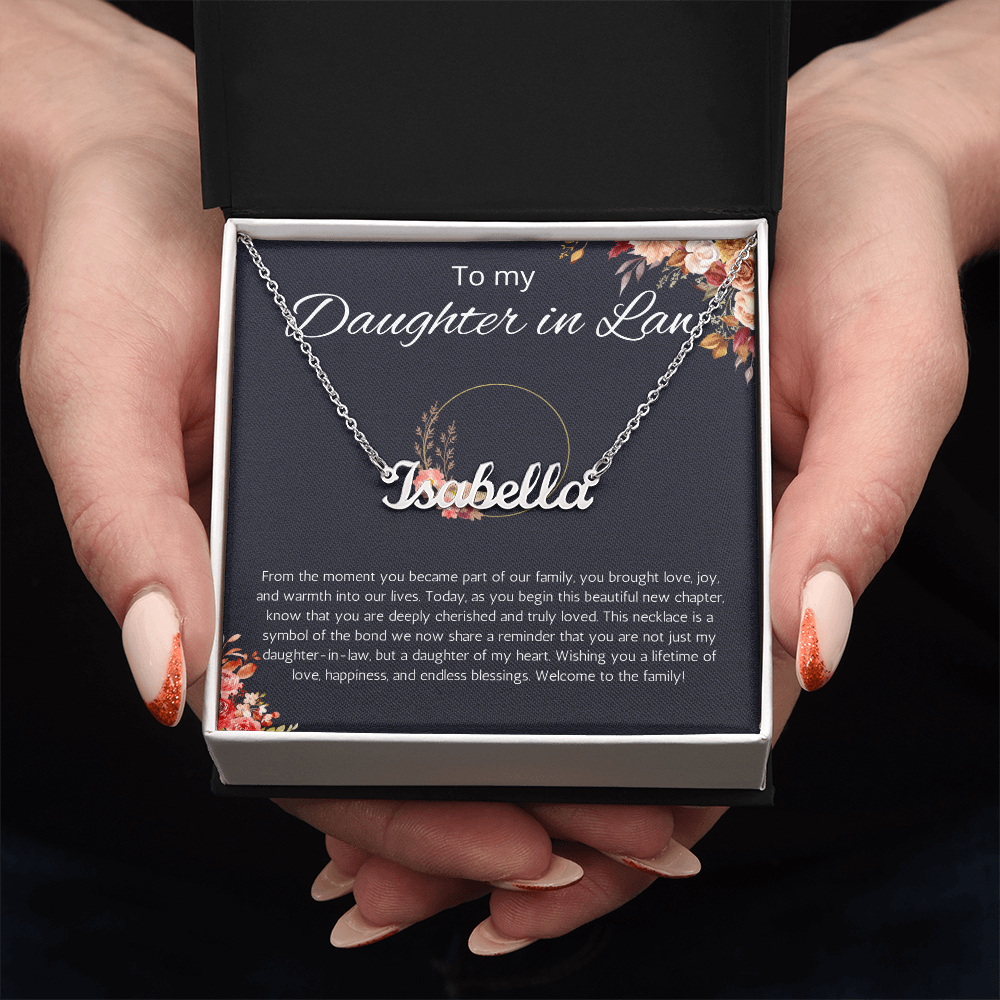 To My Daughter In Law Custom Name Necklace, Birthday Gift Necklace, Wedding, Christmas Gift For Daughter in Law Personalized Name Necklace