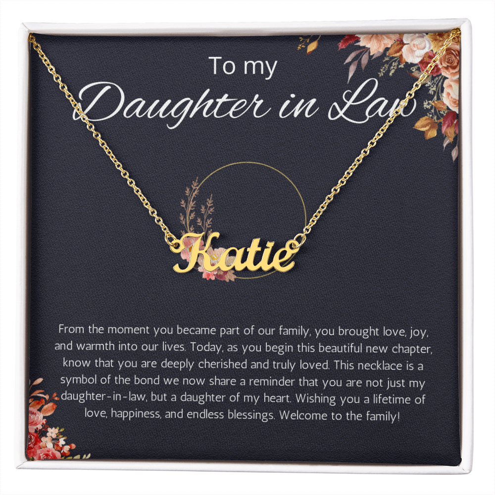 To My Daughter In Law Custom Name Necklace, Birthday Gift Necklace, Wedding, Christmas Gift For Daughter in Law Personalized Name Necklace