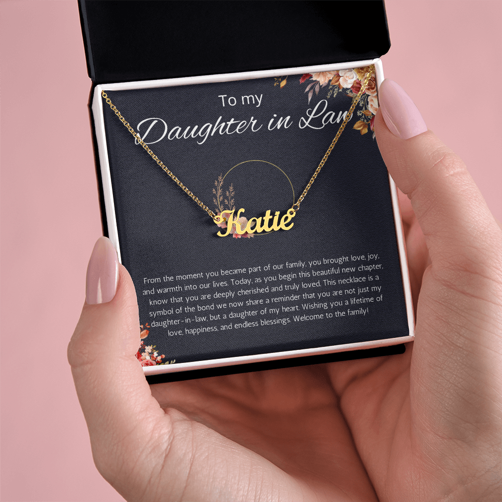 To My Daughter In Law Custom Name Necklace, Birthday Gift Necklace, Wedding, Christmas Gift For Daughter in Law Personalized Name Necklace