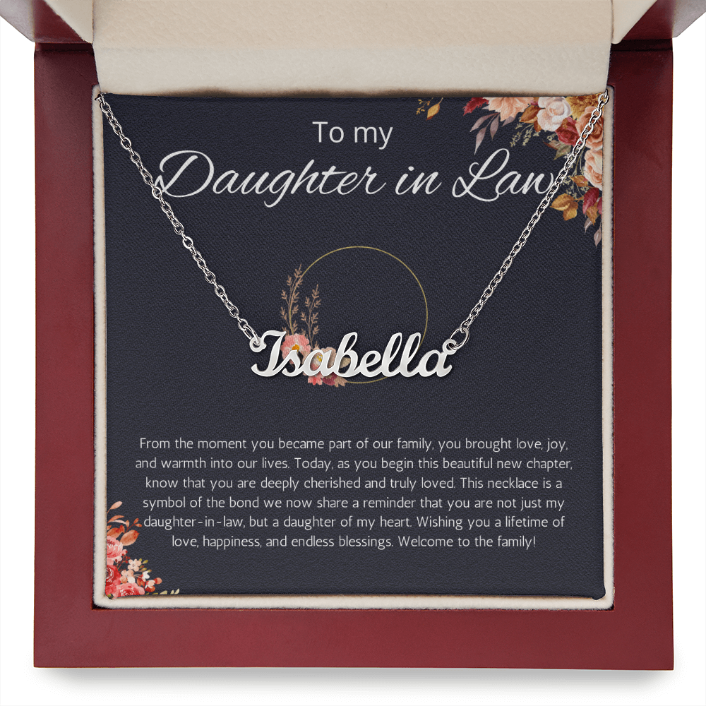 To My Daughter In Law Custom Name Necklace, Birthday Gift Necklace, Wedding, Christmas Gift For Daughter in Law Personalized Name Necklace